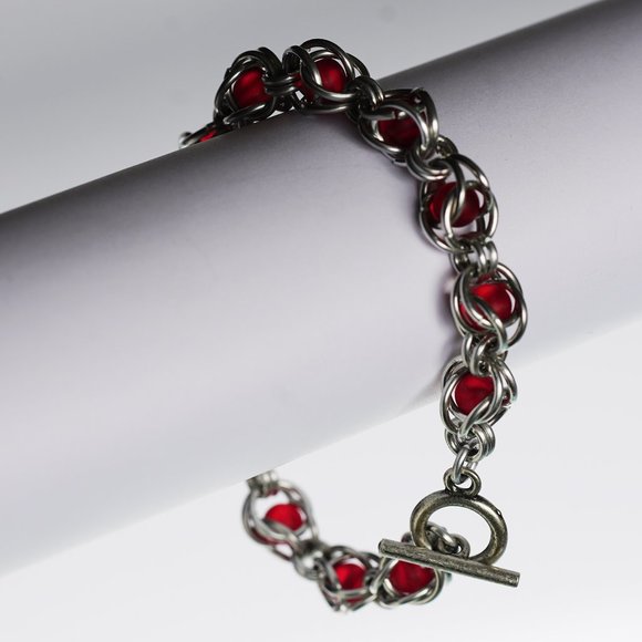 Caged Bead Chainmaille Bracelet - Picture 1 of 3